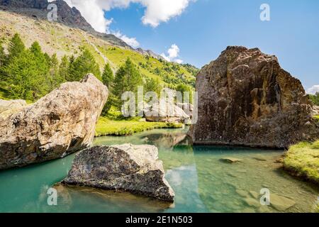 Valmalenco (IT), Panoramica aerea dal Rifugio Bosio mt. 2086 Foto Stock