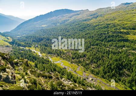Valmalenco (IT), Panoramica aerea dal Rifugio Bosio mt. 2086 Foto Stock