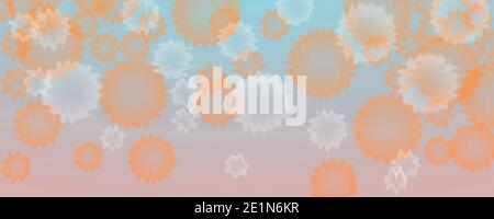 Sfondo pastello astratto con macchie sfocate multicolore. Illustrazione di batteri, virus, riflessi dell'acqua. Foto Stock