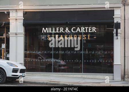 Edimburgo, Scozia - 8 gennaio 2021: Miller & carter Steakhouse su Frederick St. A Edimburgo chiuso durante il covid-19. Foto Stock