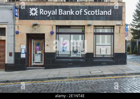 Edimburgo, Scozia - 8 gennaio 2021: Royal Bank of Scotland Stockbridge Branch a Edimburgo. RBS è una controllata del gruppo NatWest. Foto Stock