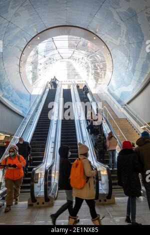 Amtrak e NJ Transit 33rd Street Entryway alla Pennsylvania Station, New York Foto Stock