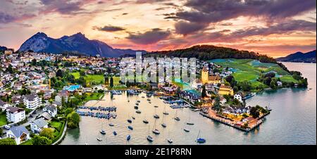 Castello di Spiez sul lago di Thun in Svizzera Foto Stock