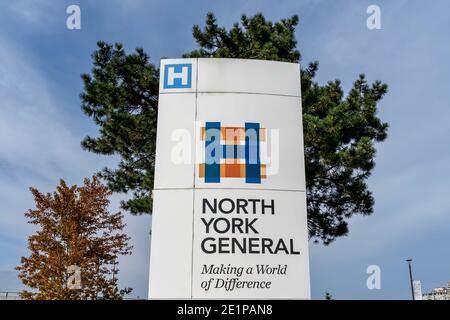 North York, Toronto, Canada - 26 settembre 2020: Primo piano North York General Hospital a North York, Toronto, Canada. Foto Stock