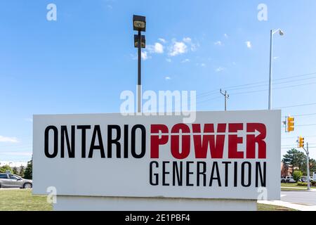 Pickering, ON, Canada - 20 settembre 2020: Un primo piano Ontario Power Generation segno Foto Stock