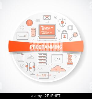 concetto di programmazione con concetto di icona con forma circolare o circolare illustrazione vettoriale Foto Stock
