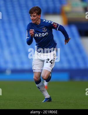 Anthony Gordon di Everton durante la terza partita della fa Cup di Emirates al Goodison Park di Liverpool. Foto Stock