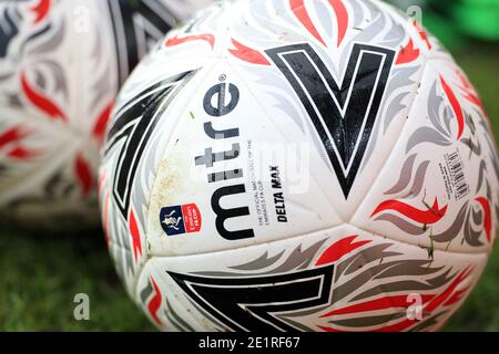 Primo piano delle partite ufficiali del giorno prima della terza partita della Emirates fa Cup allo stadio bet365, Stoke. Foto Stock