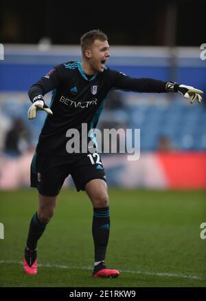 Londra, Regno Unito. 09 gennaio 2021. Il portiere di Fulham Marek Rodak durante la partita della fa Cup al Kiyan Prince Foundation Stadium, Londra immagine di Daniel Hambury/Focus Images/Sipa USA 09/01/2021 Credit: Sipa USA/Alamy Live News Foto Stock