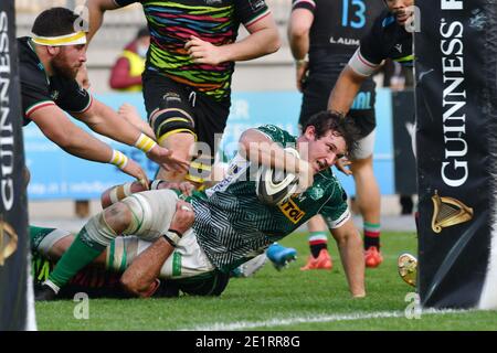 Parma, Italia. 9 gennaio 2021. Parma, Italia, Stadio Sergio Lanfranchi, 09 gennaio 2021, Michele Lamaro (Benetton) durante Zebre Rugby vs Benetton Treviso - Rugby Guinness Pro 14 Match Credit: Alessio Tarpini/LPS/ZUMA Wire/Alamy Live News Foto Stock