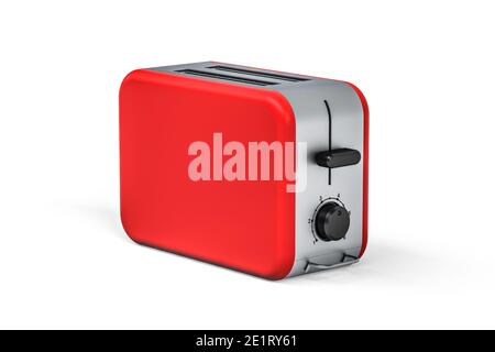 Un moderno tostapane rosso isolato su sfondo bianco - rendering 3d Foto Stock