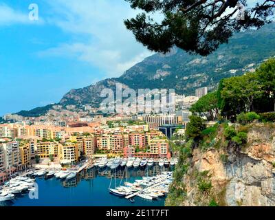 Vista dall'alto del quartiere Fontvieille di Monaco Foto Stock