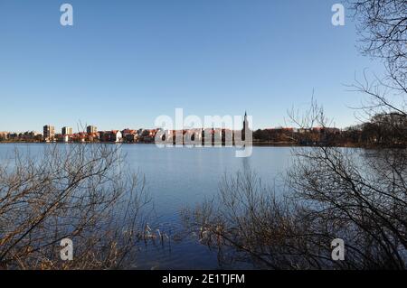 Vista panoramica della città di Ełk nel distretto dei laghi Masurian in Polonia. Foto Stock