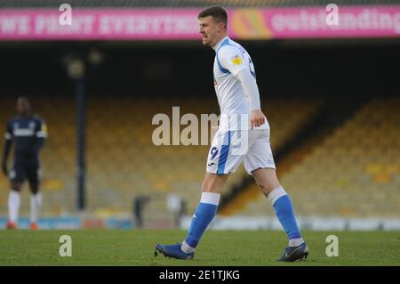 Barrows Scott Quigley durante la partita Sky Bet League 2 tra Southend United e Barrow a Roots Hall, Southend sabato 9 gennaio 2021. (Credit: Ben Pooley | MI News) Credit: MI News & Sport /Alamy Live News Foto Stock