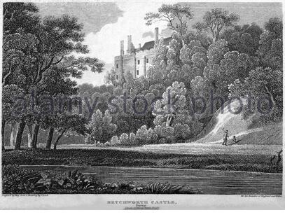 Betchworth Castle, Surrey England, illustrazione d'epoca del 1801 Foto Stock