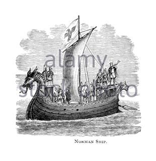 Norman Ship, illustrazione d'epoca del 1884 Foto Stock