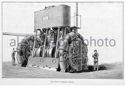 Thomas Edison multipolare Dynamo, illustrazione d'epoca del 1894 Foto Stock