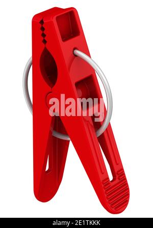 Stendibiancheria in plastica. Stendibiancheria in plastica rossa isolata su fondo bianco. Illustrazione 3D Foto Stock