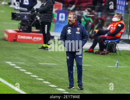 Milano, Italia. 9 gennaio 2021. Milano, Italia, Stadio Giuseppe Meazza San Siro, 09 gennaio 2021, allenatore del Torino FC Marco Giampaolo durante AC Milano vs Torino FC - Calcio italiano Serie A match Credit: Fabrizio Carabelli/LPS/ZUMA Wire/Alamy Live News Foto Stock