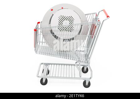 Carrello con rilevatore di fuoco e fiamma, rendering 3D isolato su sfondo bianco Foto Stock