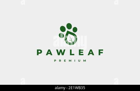 paw foglio foot print logo disegno illustrazione vettoriale Foto Stock