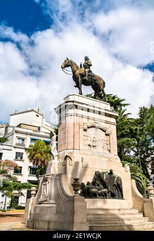 Statua di Bruno Mauricio de Zabala a Montevideo, Uruguay Foto Stock