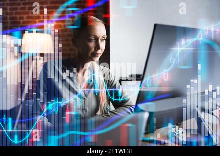 Analisi dei dati aziendali e tecnologia finanziaria digitale Foto Stock