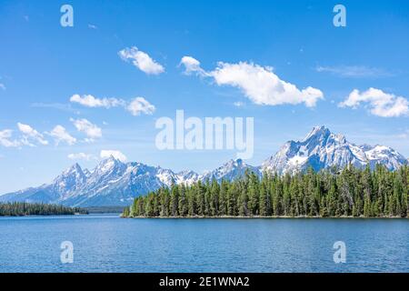 Grant Teton National Park, cime frastagliate del lago Jackson Foto Stock