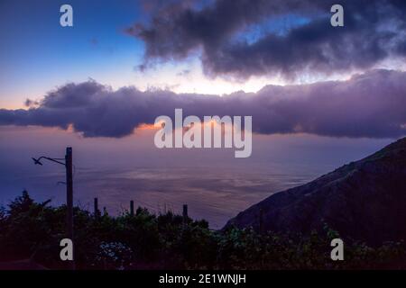 Sonnenuntergang, Kueste bei Faja da Ovelha, Meer, Madeira, Portogallo Foto Stock