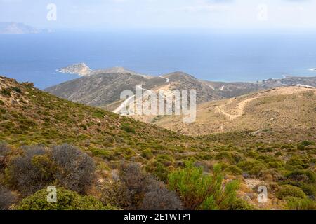 Il paesaggio panoramico di iOS nel nord dell'isola. CICLADI, Grecia Foto Stock