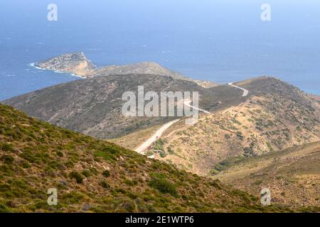 Il paesaggio panoramico di iOS nel nord dell'isola. CICLADI, Grecia Foto Stock