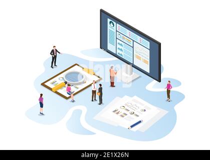 concetto di case study con vettore di stile moderno isometrico o 3d illustrazione Foto Stock