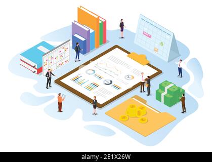 concetto di amministrazione finanziaria con moderno vettore di stile isometrico o 3d illustrazione Foto Stock