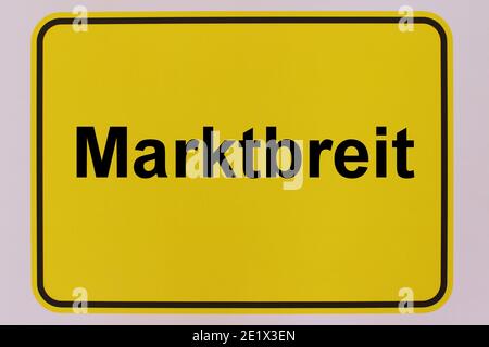 Illustrazione Eines Stadteingangsschildes der Stadt Marktbreit in Bayern Foto Stock