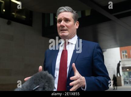 Londra, Regno Unito. 10 gennaio 2021. Il leader del lavoro, Keir Starmer, dà un'intervista dopo essere comparso su 'The Andrew Marr Show'. Credit: Mark Thomas/Alamy Live News Foto Stock