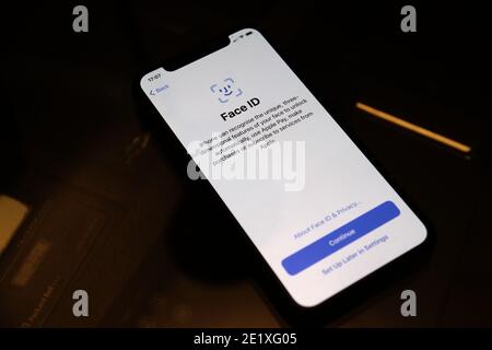 FaceID su iPhone Foto Stock