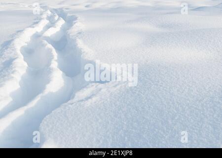 Percorso stretto attraverso la neve profonda in campo di neve Foto Stock