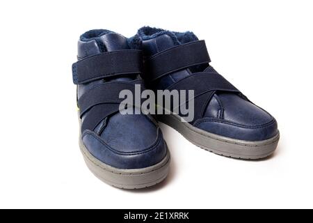 Paio di stivali demi-season blu scuro per bambini Foto Stock