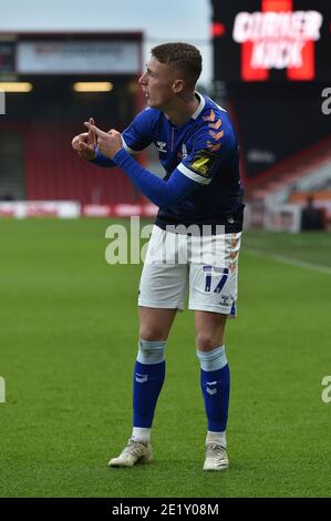 OLDHAM, INGHILTERRA. 9 GENNAIO Candid ritratto di Jordan Barnett di Oldham Athletic durante la partita della fa Cup tra Bournemouth e Oldham Athletic al Vitality Stadium di Bournemouth sabato 9 gennaio 2021. (Credit: Eddie Garvey | MI News) Credit: MI News & Sport /Alamy Live News Foto Stock