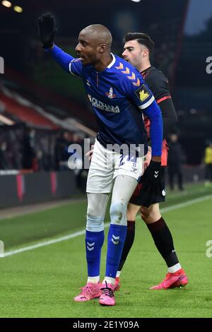 OLDHAM, INGHILTERRA. 9 GENNAIO ritratto di Oldham Athletic's Dylan Bahamboula durante la partita della fa Cup tra Bournemouth e Oldham Athletic al Vitality Stadium di Bournemouth sabato 9 gennaio 2021. (Credit: Eddie Garvey | MI News) Credit: MI News & Sport /Alamy Live News Foto Stock