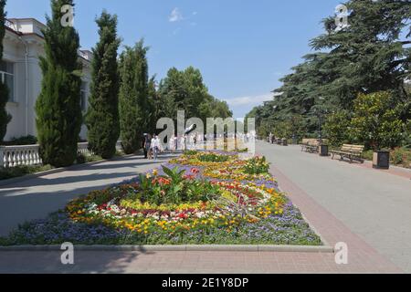 Sevastopol, Crimea, Russia - 26 luglio 2020: Viale Primorsky nella città di Sevastopol, Crimea Foto Stock