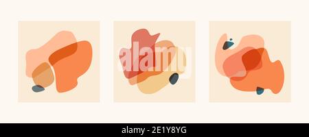 Modelli astratti per post sui social media, logo, branding, biglietti da visita, inviti, stampe, volantini o presentazioni. Set di composizioni per forme organiche piatte Foto Stock