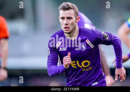 ANTWERPEN, BELGIO - GENNAIO 10: Tom Pietermaat di Beerschot V.A. durante la Pro League match tra Beerschot VA e KAA Gent a Kiel Sporthal su Ja Foto Stock