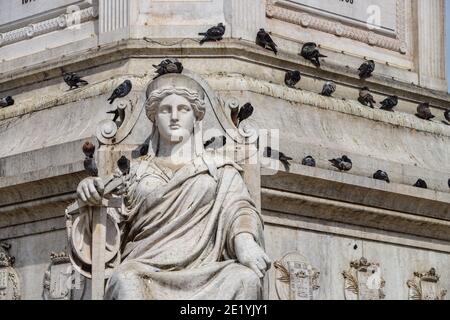 Saeule, Rossio-Platz, Altstadt, Lisbona, Portogallo Foto Stock