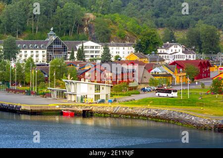 Flam, Scandinavia, Norvegia aereo città vista estiva Foto Stock