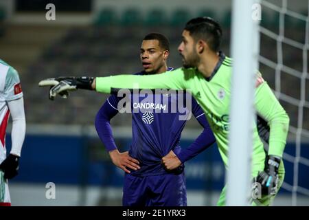 LEUVEN, BELGIO - GENNAIO 10: L-R: Lukas Nmecha di Anderlecht durante la Pro League match tra OH Leuven e RSC Anderlecht a Stayen il 10 gennaio Foto Stock