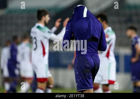 LEUVEN, BELGIO - GENNAIO 10: L-R: Lukas Nmecha di Anderlecht durante la Pro League match tra OH Leuven e RSC Anderlecht a Stayen il 10 gennaio Foto Stock