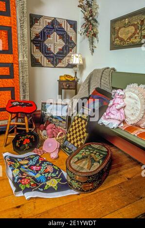 Primo piano, trapunta in stile amish olandese PA Foto Stock