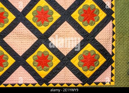 Primo piano, trapunta in stile amish olandese PA Foto Stock