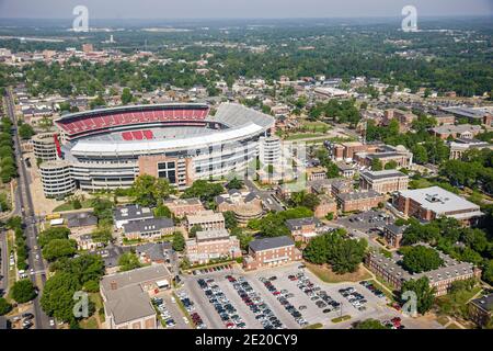 Tuscaloosa, Alabama, University of Alabama, campus dello stadio di calcio Bryant Denny, vista aerea dall'alto,